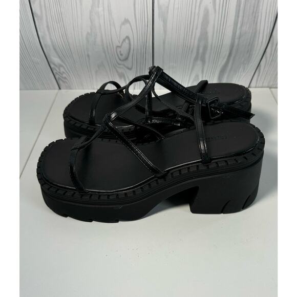 NEW Forever 21 Caged Block Platform Black Summer Sandal Size 7.5 - Picture 2 of 8